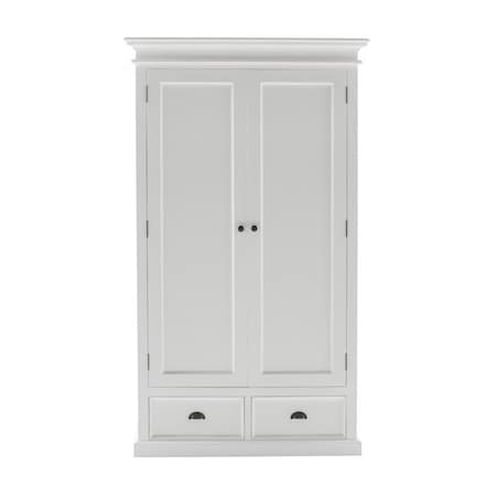 Homeroots 43" Off White Solid Wood Two Drawer 523198