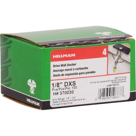 Hillman 1/8 in. D X 1.45 in. L Steel Pan Head Drive Wall Anchors 100 pc 370030