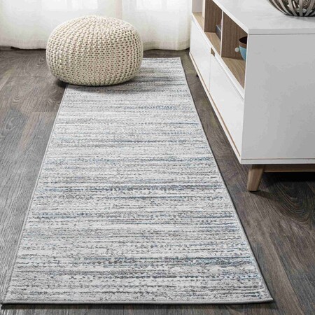 Jonathan Y Loom Modern Strie' Gray/Turquoise 2 ft. x 8 ft. Runner Rug SOR200B-28