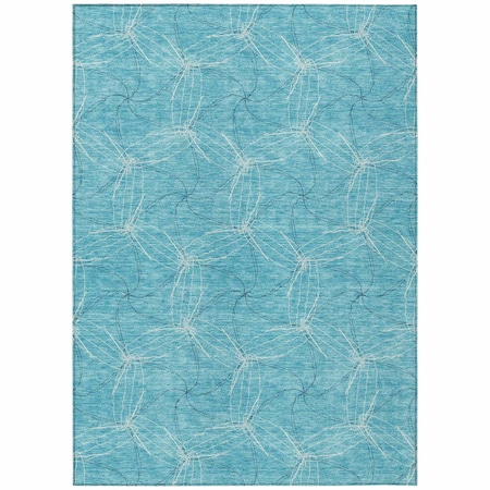Homeroots 9' X 12' Aqua And Ivory Geometric Washable Indoor Outdoor Area Rug 614051
