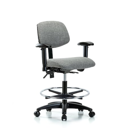 Blue Ridge Ergonomics Chair, Fabric, Med Bench, AA CF Casters, Gry, 6-Way Adjustable, 22" to 29" Height, Gray BR-FMBCH-RG-T0-A1-CF-RC-F44