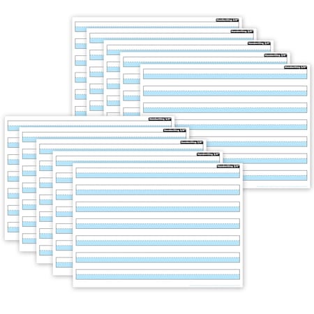 Ashley Productions Smart Poly PosterMat Pals Space Savers, 13'' x 9-1/2'', 3/4'' Handwriting Highlighted Blue, 10PK 97013