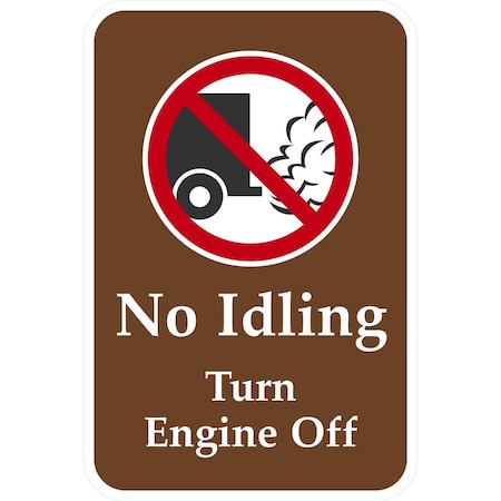 Lyle No Idling, Turn Engine Off With Graphic, 12x18, Engineer Grade, White G-3784-EG_12x18