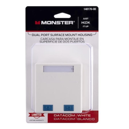 Monster Cable Just Hook It Up White 1 gang Plastic Surface Mount Housing 140170-00