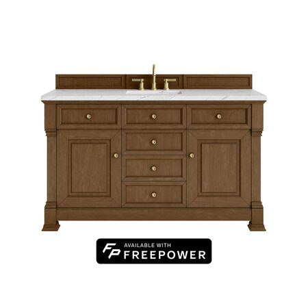 James Martin Vanities Brookfield 60 in. Single Vanity, Honey Oak w/ 3 CM Ethereal Noctis Silestone Top 547-V60S-HNO-FENC