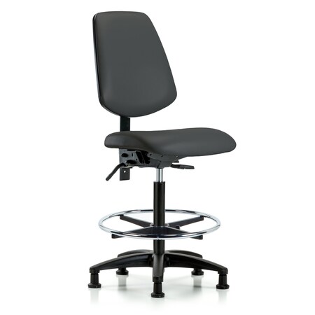 Blue Ridge Ergonomics High Bench Chair No Arms, 26" to 35" Height, Vinyl, Charcoal BR-VHBCH-MB-RG-T1-A0-CF-RG-8605