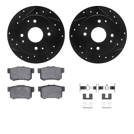 Dynamic Friction Co DFC Rotors-Drilled & Slotted-Black w/ 5000 Advanced Brake Pads Incl Hdw 8512-59030