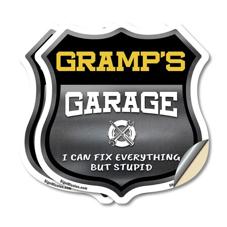Signmission Gramp's Garage I Can Fix Everything But Stupid, 18 inch X 18 inch, Vinyl Decal, 2PK SHI-D-2PACK-18-490-GRAMP