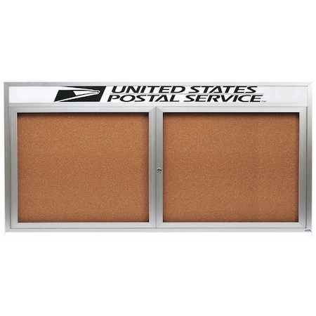 Aarco Enclosed Bulletin Board w/ Header Clear Satin Anodized Al Frame, 36''Hx72''W DCC3672RH