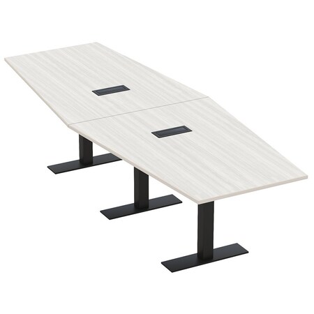 Skutchi Designs 10ft Hexagon Conference Table With Power | Harmony Series | 10 Person Meeting Room Table HAR-HEX.IR-48X120-T.BK-WA7976-EBLK