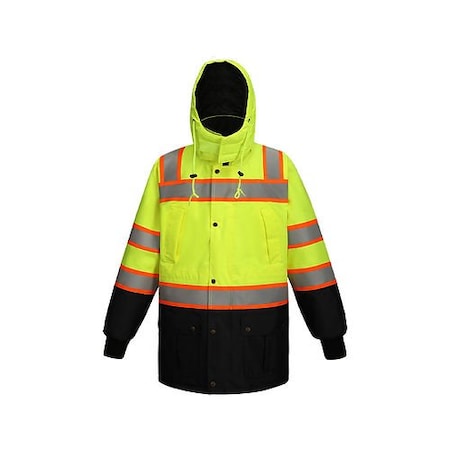 2W International 380C-3 High Visibility Polar Parka, Class 3, Lime, Detachable Hood, 2XL 380C-3 2XL