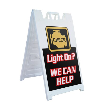 Signmission Check Engine Light, A-Frame & 2 Decals Installed, Heavy-Duty Plastic Frame SBHD-D-2436-Check Engine Light