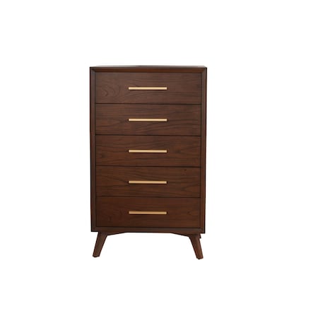 Homeroots 28" Walnut Solid Wood Five Drawer Chest 524124