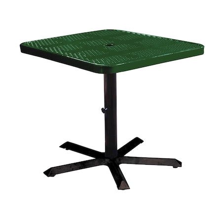 Leisure Craft 36" Square Perforated Pedestal Table, Portable, 30"H, Black Green SQ36TAB30-BLACK GREEN