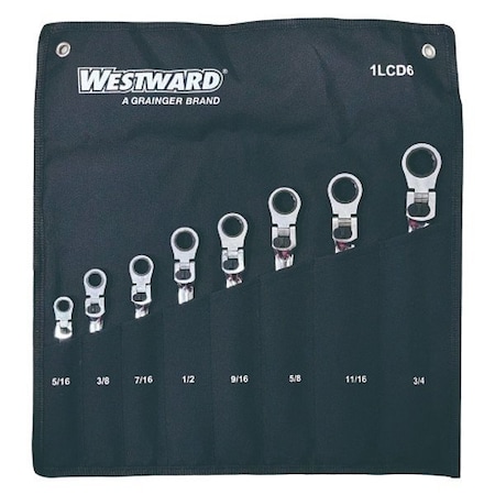 Westward Combo Wrench St, Steel, Chrome, Flexible 1LCD6