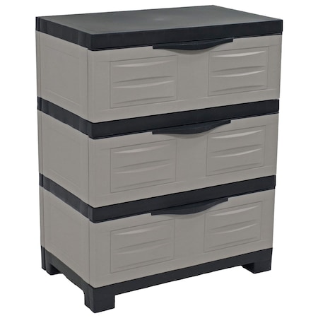 Homeroots 23in Gray and Black Plastic Accent Cabinet With Three Drawers 668934