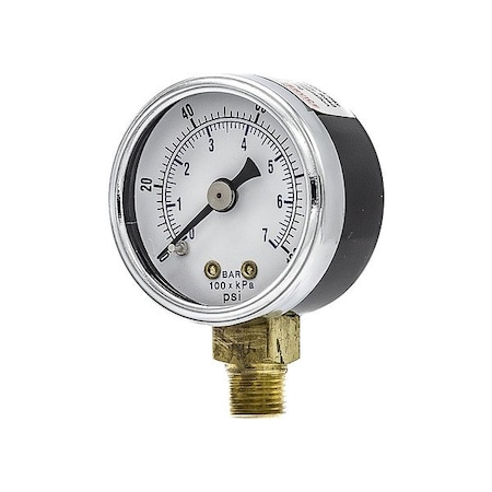 Zoro Select Pressure Gauge, 1/4 in NPT, Bottom Location 101D-204E