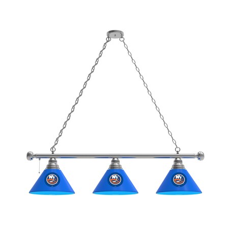 Holland Bar Stool Co New York Islanders 3 Shade Billiard Light, Chrome Fixture BL3CHNYIsln