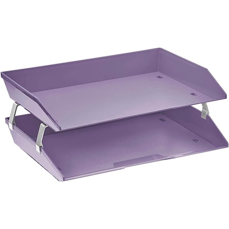 Acrimet Facility 2 Tier Letter Tray Side Load Letter Size Desktop File Organizer Plastic Purple 253.LO