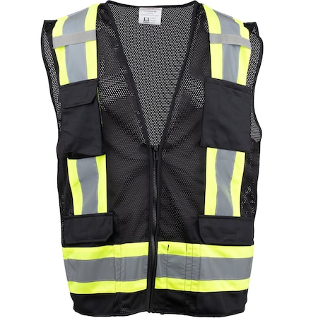 Pip ANSI Type O Class 1 Two-Tone Eleven Pocket Mesh Surveyors Vest 301-0500M-BK/M
