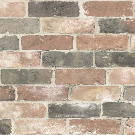 Nuwallpaper 20.5 in. W X 216 in. L Newport Reclaimed Brick Peel and Stick Wallpaper NU2064