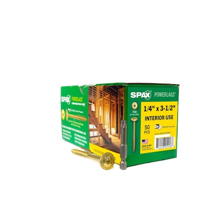 Spax 1/4 in x 3-1/2 in Interior Structural Wood Lag Screws Powerlags Washer Head T-Star, 50PK 4581020700905