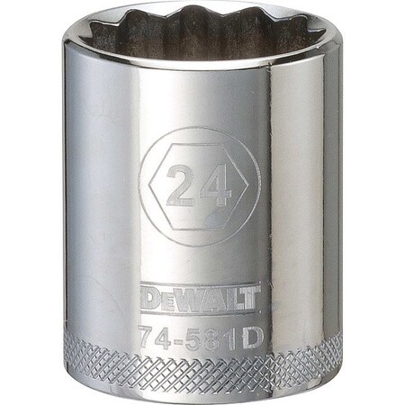Dewalt Deep Socket, 1/2in, 12-Point, 24MM, DWMT74581OSP DWMT74581OSP