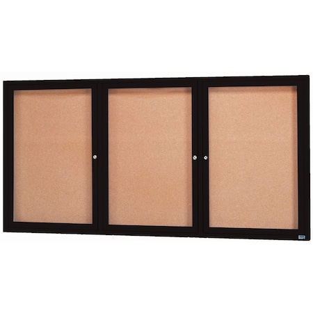 Aarco Enclosed Natural Pebble Grain Cork Bulletin Board w/ Black Powder Coated Al Frame, 48''Hx96''W DCC4896-3RBK