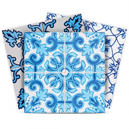 Homeroots 8" X 8" Mediterranean Blues Mosaic Peel and Stick Tiles 400034