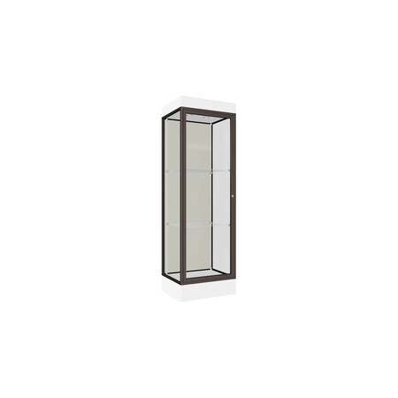 Ghent Lighted Floor Display Case 24x76x20, 6" Base, Bronze 91LFWH-BZ-WHT