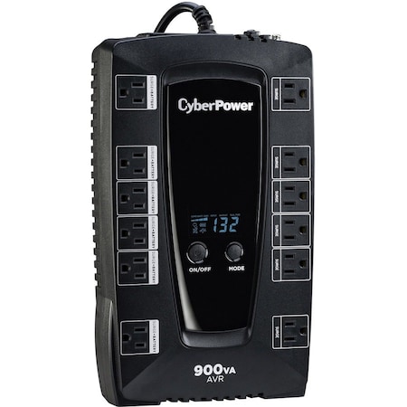 Cyberpower 480W DESKTOP LINE INTERACTIVE LCD AVR 5-15P PLUG 12 OUTLET 15 AMP COMPACT 3YR WA AVRG900LCD