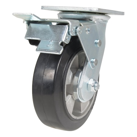 Vestil Rubber Swivel With Total Brake Caster 6 In. Diameter x 2 In. Width 771 lb Black/Gray CST-VE-6X2MRA-SWTB