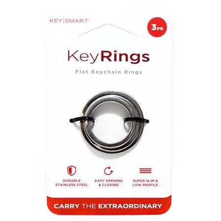 Keysmart Key Ring, Black, Plastic, 3 PK KS850-SS