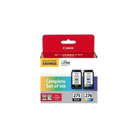 Canon PG275CL276VP Original Inkjet Ink Cartridge, Multicolor, 5.6 mL Black, 6.2 mL Color, 12PK 4988C005