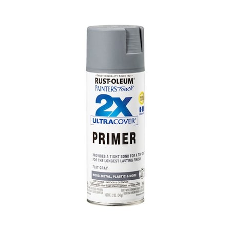 Rust-Oleum Spray Primer, Gray, Flat, Solvent, 12 oz 1680830V