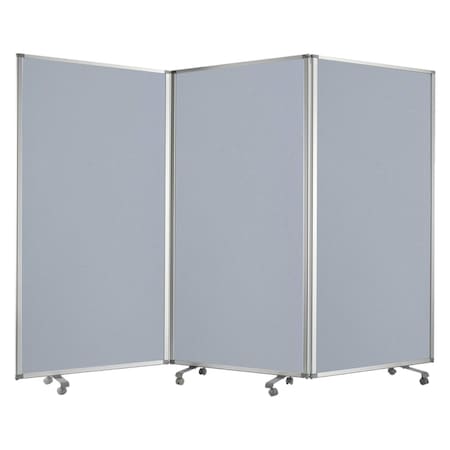 Homeroots 71" Gray Iron Folding Three Panel Screen Room Divider 348669