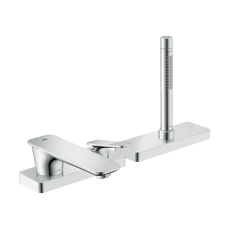 Axor Citterio C 3-Hole Roman Tub Set Trim with 1.75 GPM Handshower and Sbox- Cubic Cut in Chrome 49431001