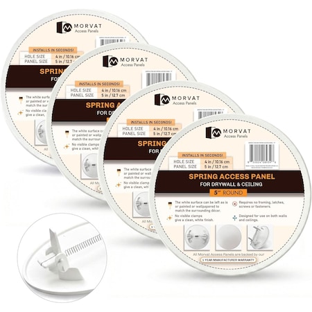 Morvat 5" Round Spring Access Panel for Drywall & Ceiling, 4PK MOR-PAP-ROUND-SPRING-5-4-PACK-A