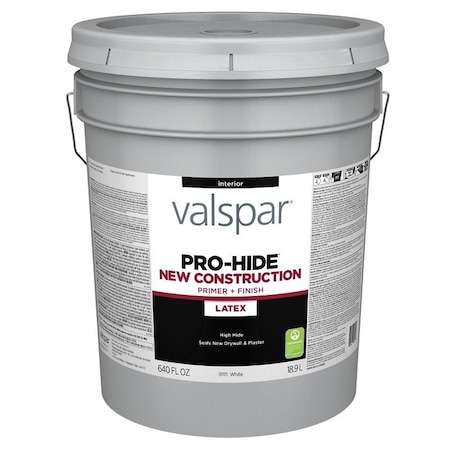 Valspar PRO-HIDE 91111 Series Interior New Construction Primer, White, 5 gal, Pail 028.0091111.008