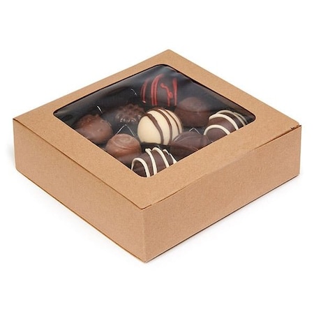 Nashville Wraps Kraft Window Candy Truffle Boxes, 5-1/2x5-1/2x1-1/2, Holds 9-12, 25PK TCW55KR