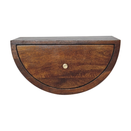 Homeroots 18" Chestnut Solid Wood One Drawer Half Moon Floating Nightstand 653844