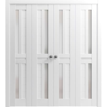 Sartodoors Sliding Closet Double Bi-fold Doors White Solid Core Modern Interior VEREGIO7288DBF-WS-72 x 84 (4* 18x84)