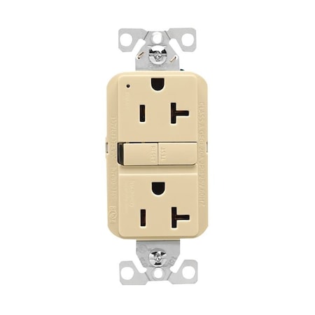 Eaton Wiring Devices Eaton GFCI Receptacle, 125 V, 20 A, NEMA: NEMA 5-20R, Back, Side Wiring, Ivory GF20V-BX-L