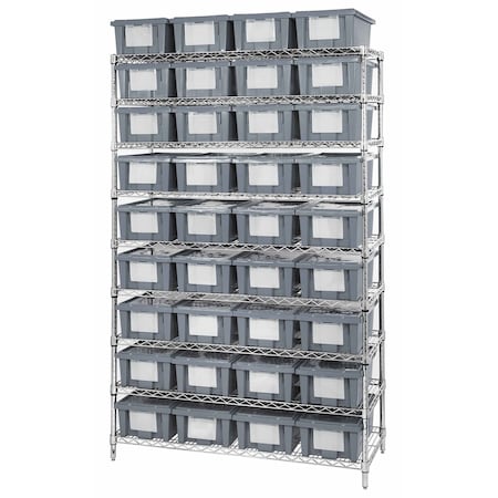 Quantum Storage Systems WIRE SHELVING UNIT W/ snt's WR9-36180GY