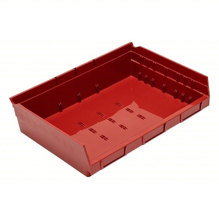 Quantum Storage Systems Economy nesting shelf bin, Plastic, Red, 4 in H, 16 1/2 in W, 11 5/8 in L QSB118RD