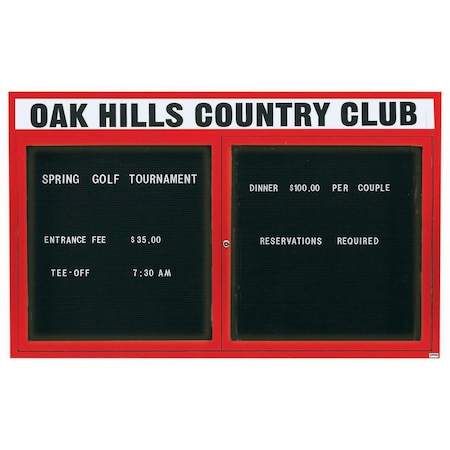 Aarco Illuminated Enclosed Letter Board Directory w/ Powder Coated Red Al Frame and Header, 48''Hx72''W ADC4872HIR