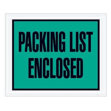 Bubblefast 4 1/2 x 5 1/2'' Green ''Packing List Enclosed'' Envelopes, 1000PK BFPL404