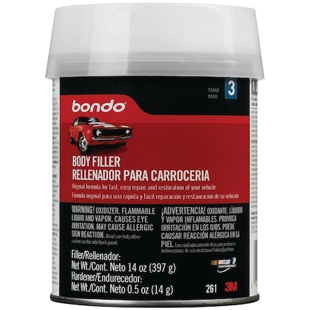 Bondo 261C Body Filler, 1 pt Can, Paste, Pungent Organic OR-PT-ES