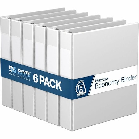 Davis Group Premium Economy, Angle D Ring, Binder, (White, 1.5"), PK6 2302-00-06