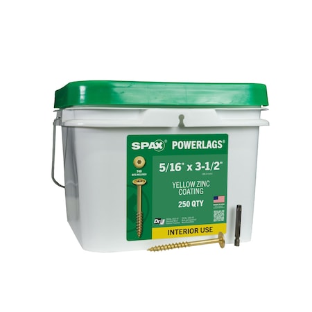 Spax 5/16 in x 3-1/2 in Interior Structural Wood Lag Screws Powerlags Washer Head T-Star Bulk Pail, 250PK 3581020800900